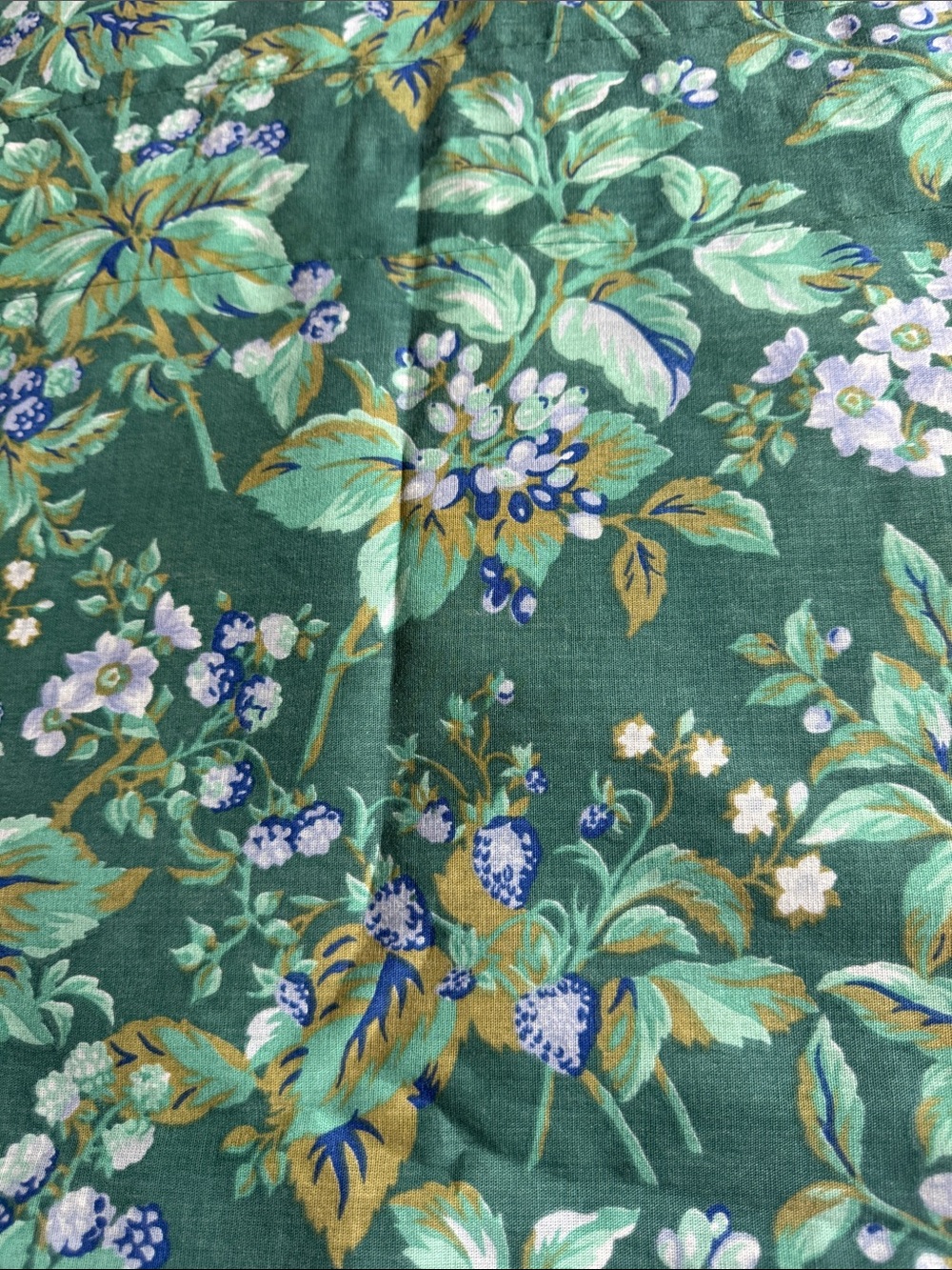 Vintage Laura Ashley Bramble Green Floral Window Valances - Set of 3